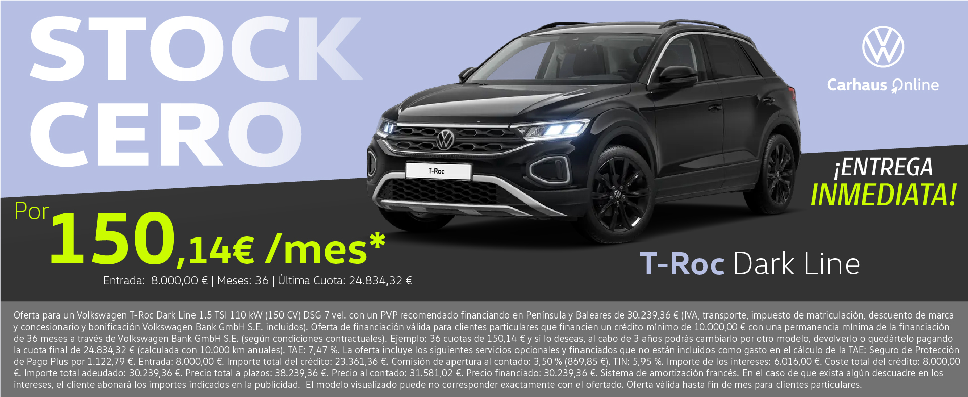 Irresistible... T - Roc Dark Line desde 150,14€/mes*